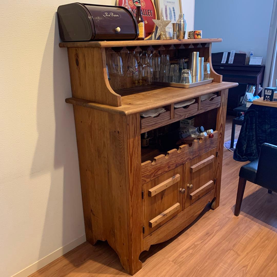 木製ワインラック　カウンター　食器棚