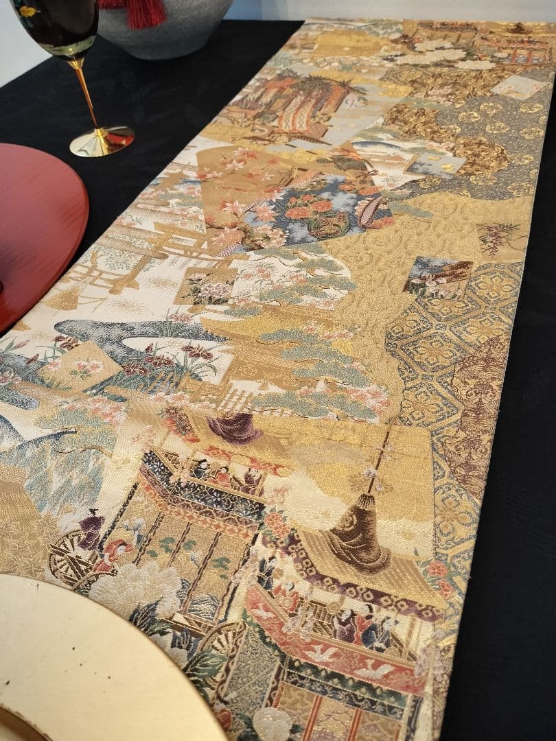 ルブの森★A739高級‼️ひな祭り‼️袋帯テーブルランナー2m15cm