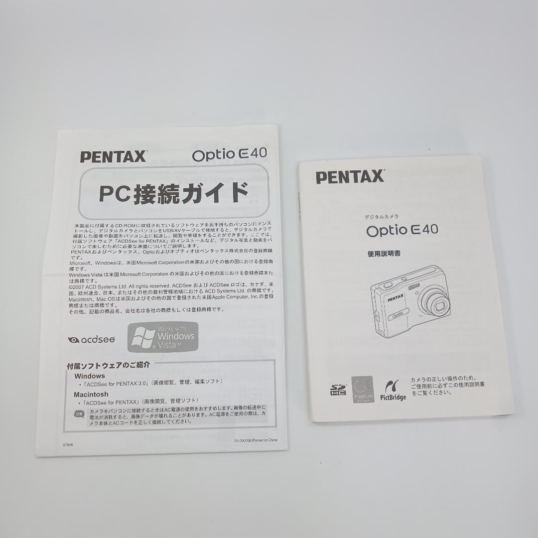 動作確認済 PENTAX Optio E40 単三電池使用 説明書付き ジャンク