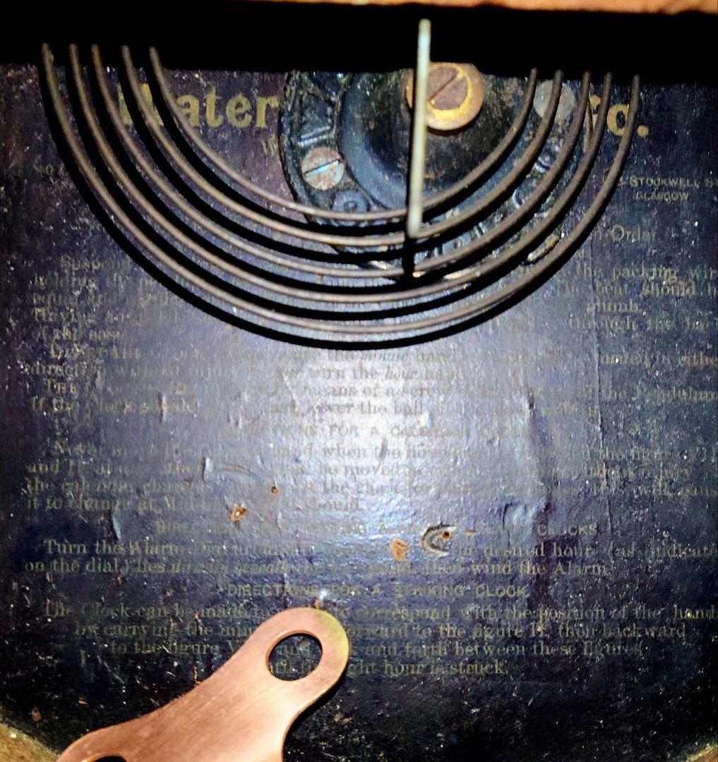 〈完動・美品〉米国Waterbury1874年　小型金筋八角ゼンマイ振り子時計