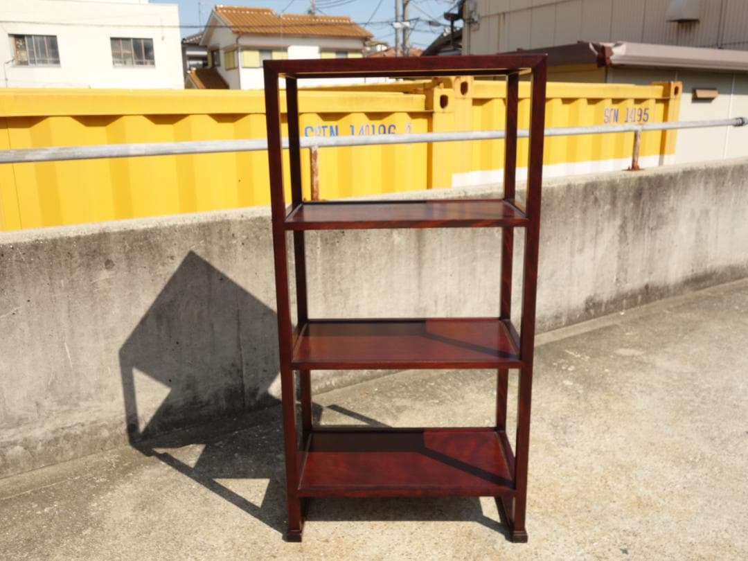 M▽シェルフ ラック 棚 本棚 飾り棚 朝鮮風 李朝風 木製 (38640)