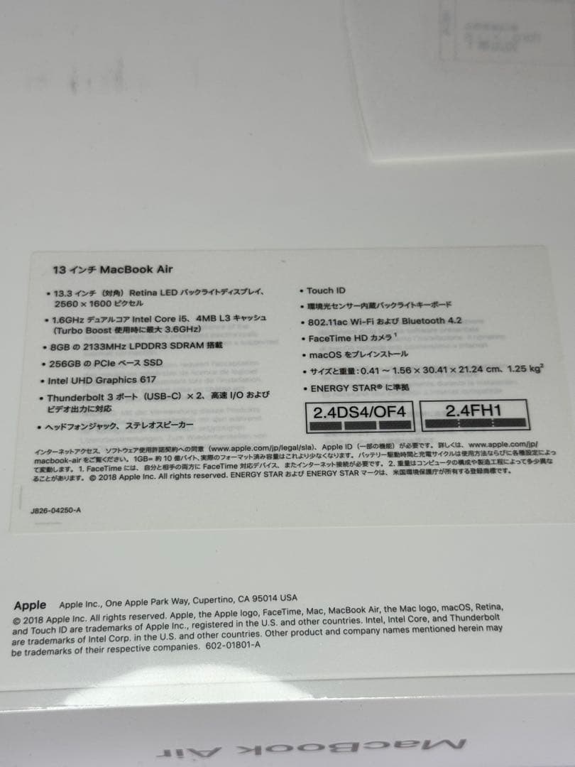 MacBook本体 Apple MacBook Air 2018 13-inch