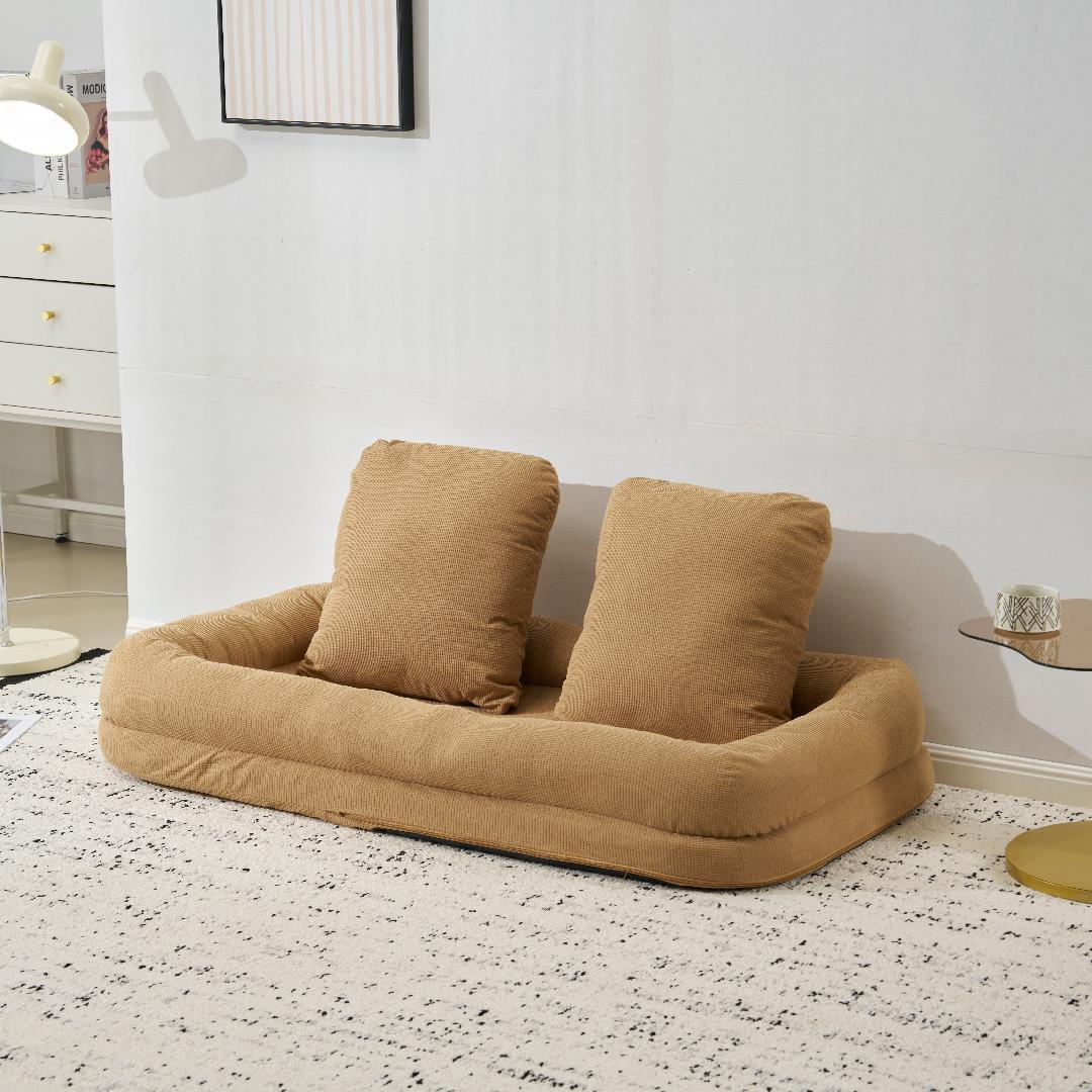 【カーキ】1人掛けソファー ソファーベッド 座椅子 6段調整可能 寝る 座る