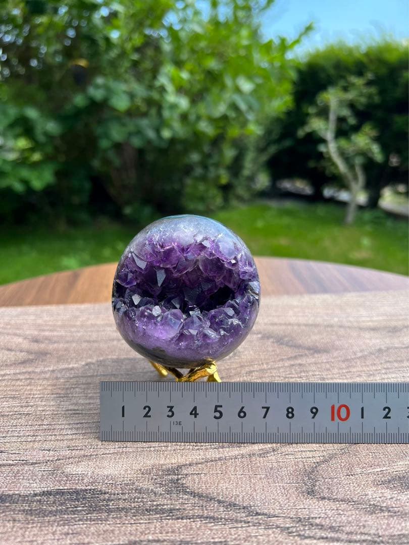 A88アメジストクラスター　丸玉（開口笑）サイズ66.6mm