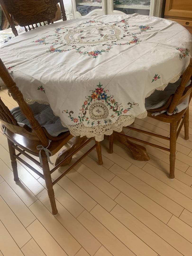 メイ(2枚まとめ)アンティーク　レースとクロスステッチ刺繍テープ ルクロス