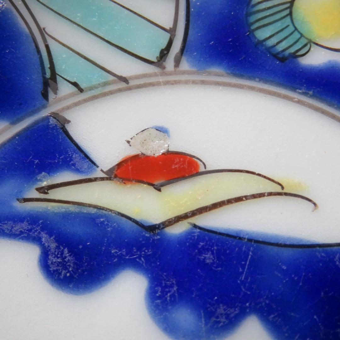 小皿 5枚 色絵 山水 花 江戸 明治 窯傷