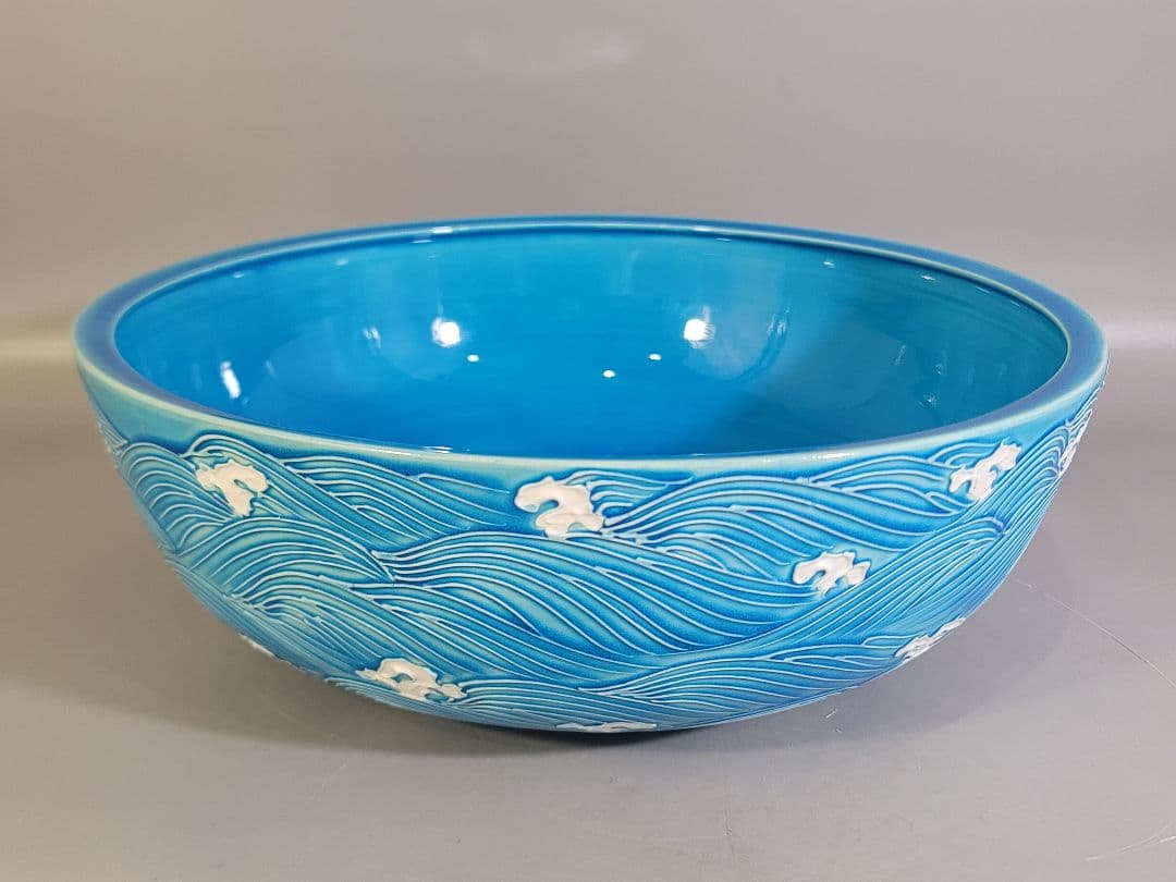 DT570 茶道具 中村翠嵐造 コウチ波頭水指 共箱 美品