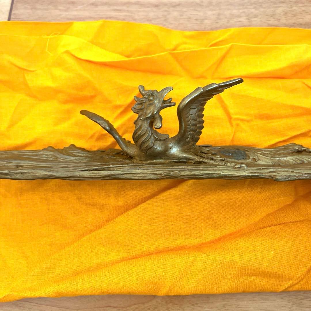 鳳凰文鎮　二上常太郎　二上元威造　箱付き