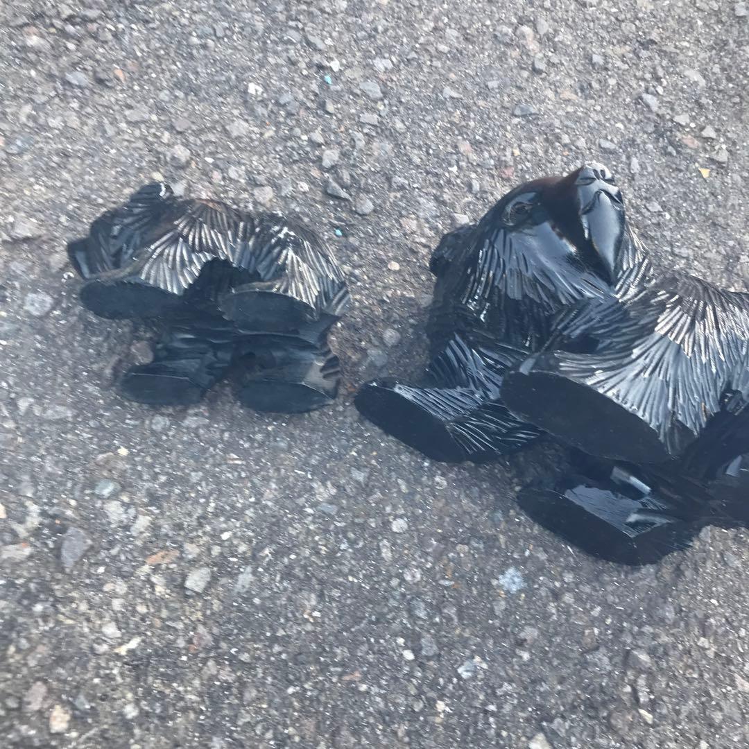 木製 クマの親子 置物 約15cmと8cm