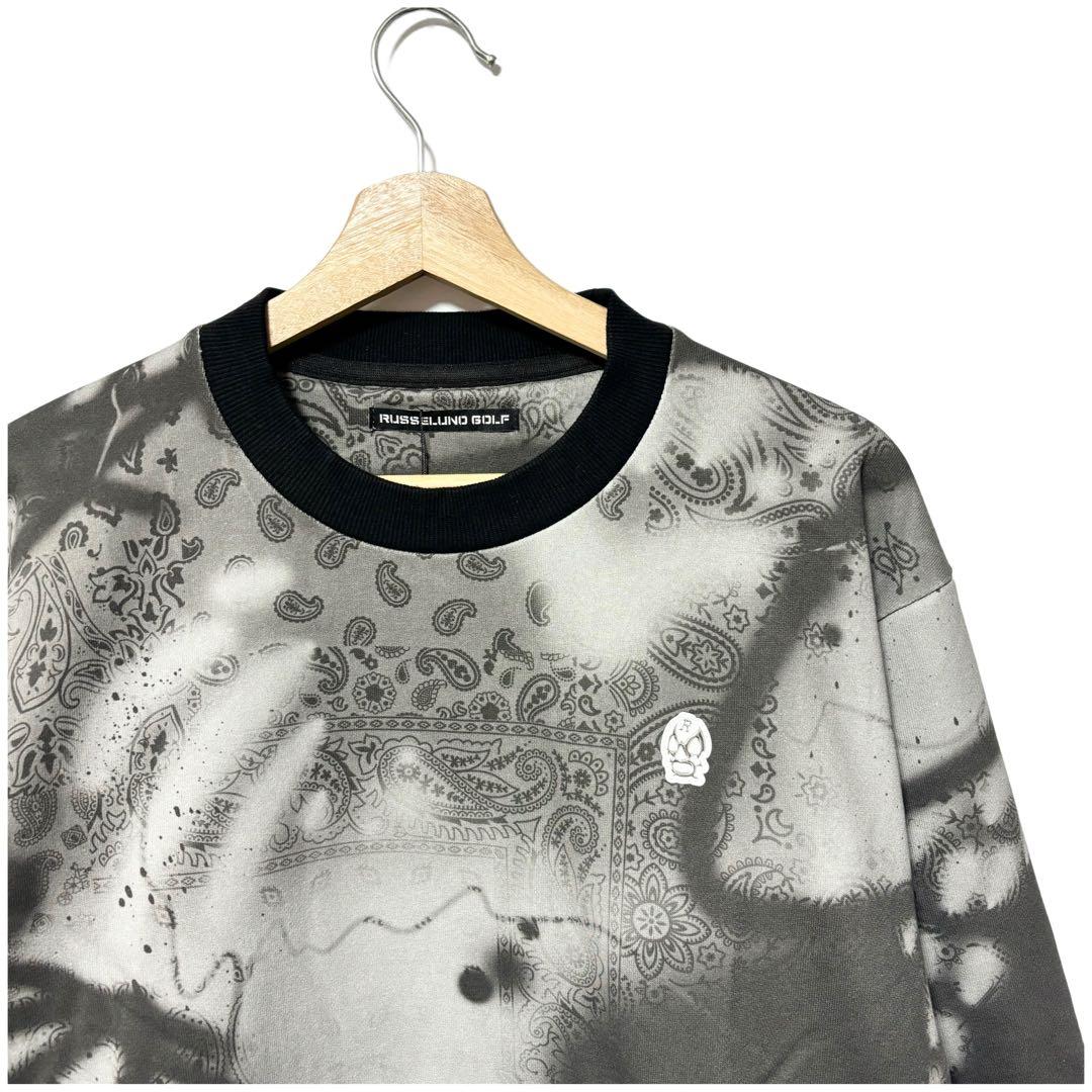 ラッセルノ ゴルフ クルーネック P.O スプレー ペイズリー ブラック M 4
