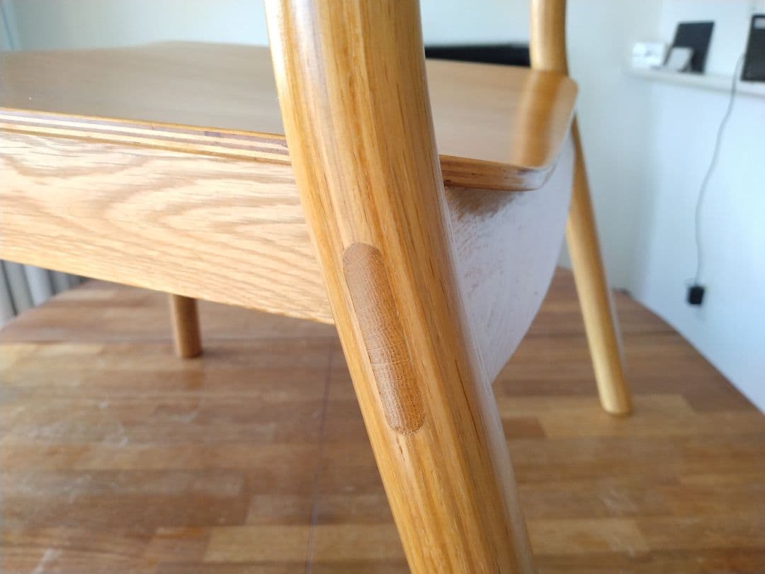 【極美品】MUJI/無印良品 オーク材ラウンジチェアワイド①ダイニングカフェ椅子