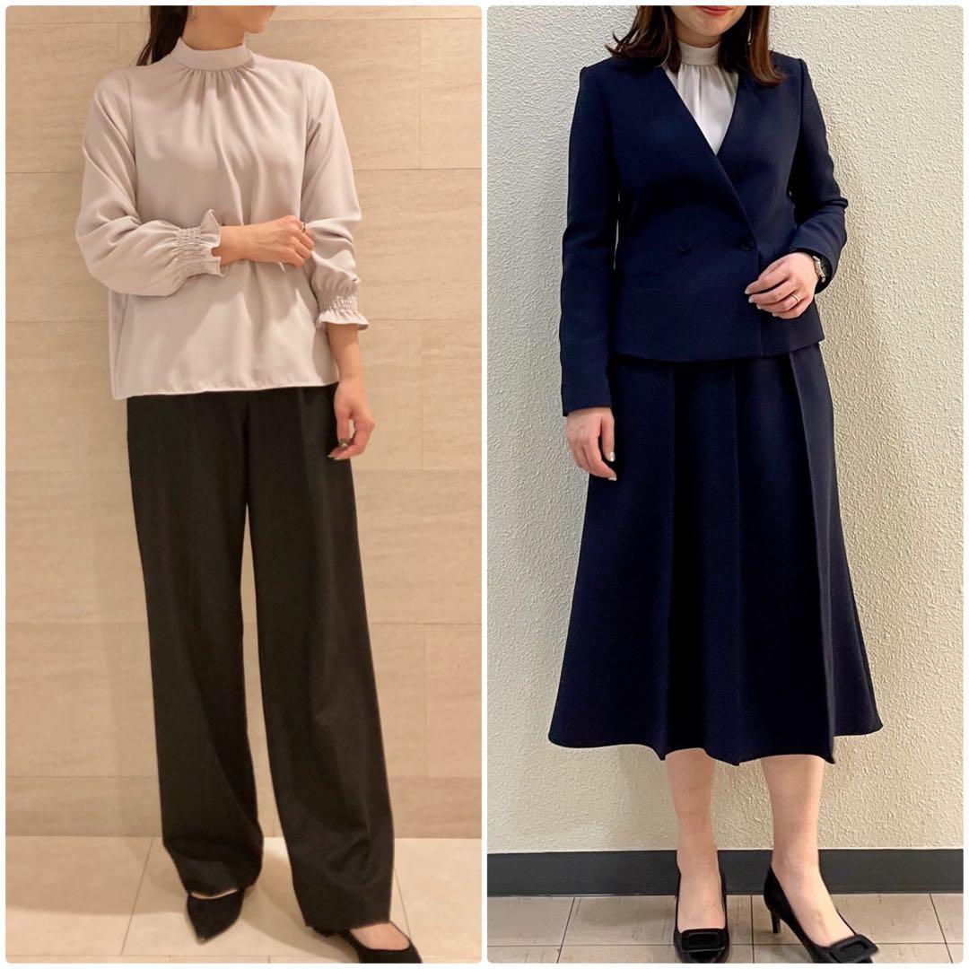 theory luxe 23SS 袖口ギャザースタンドカラーブラウス　グレージュ