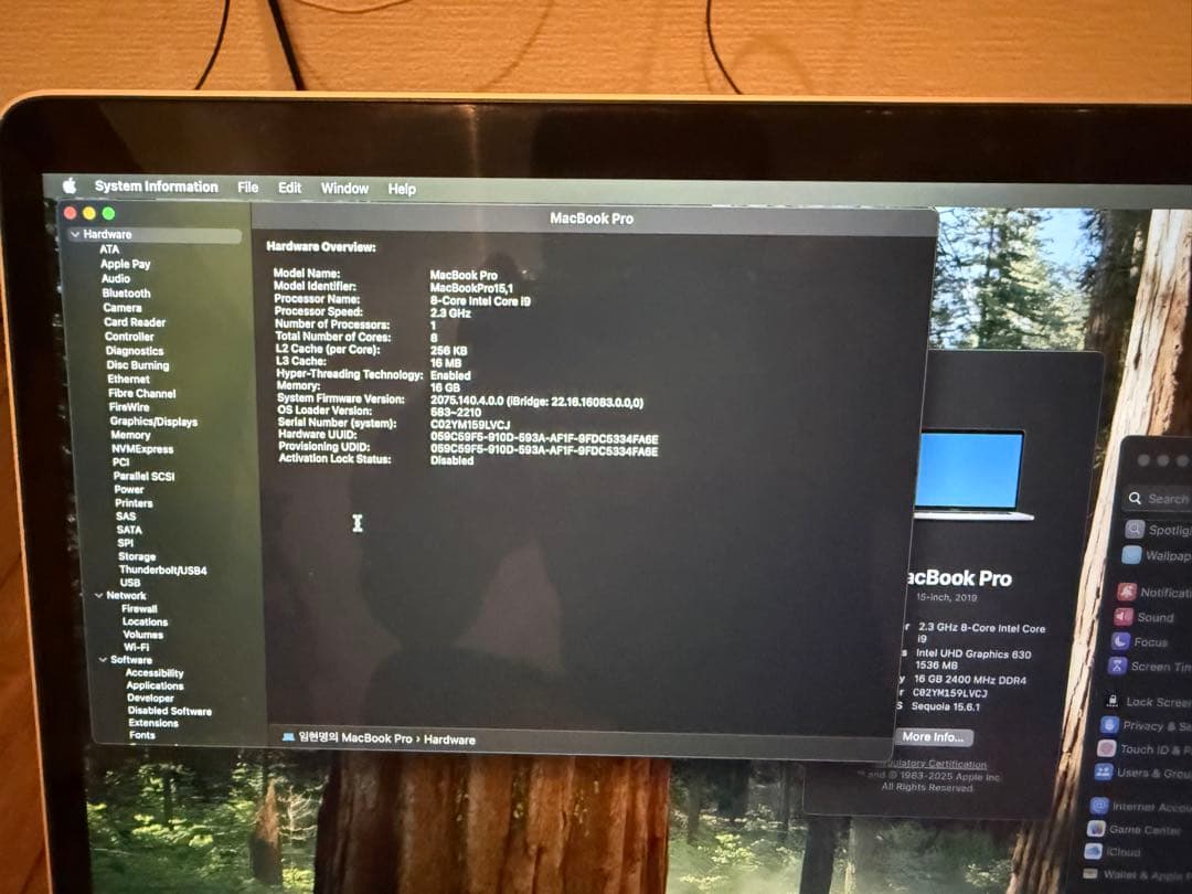 macbook pro i9 2019 15インチ