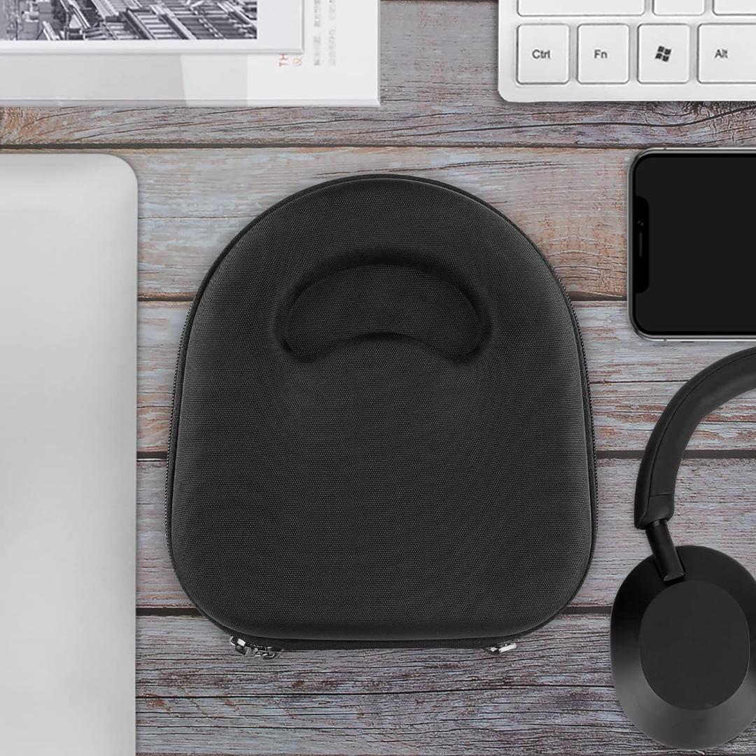 旅行用ヘッドホンハードケース 収納ポーチ付き ブラック 複数モデル対応