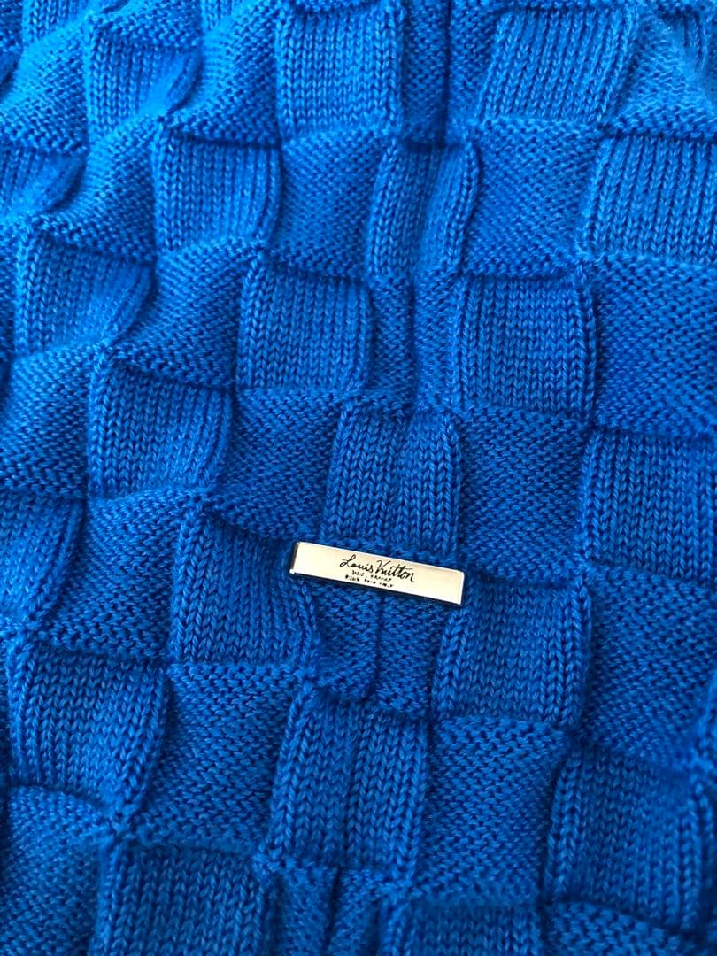 美品 ルイヴィトン ダミエ ニット セーター ブルー　青　HJN40W M