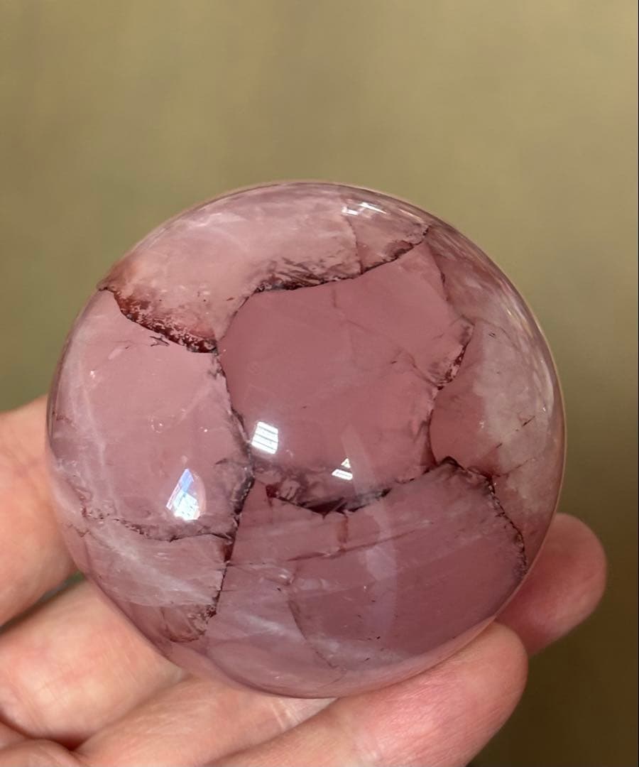 レア　スターローズクォーツ　ファイヤー共生　スフィア5.84cm 六芒星　天然石