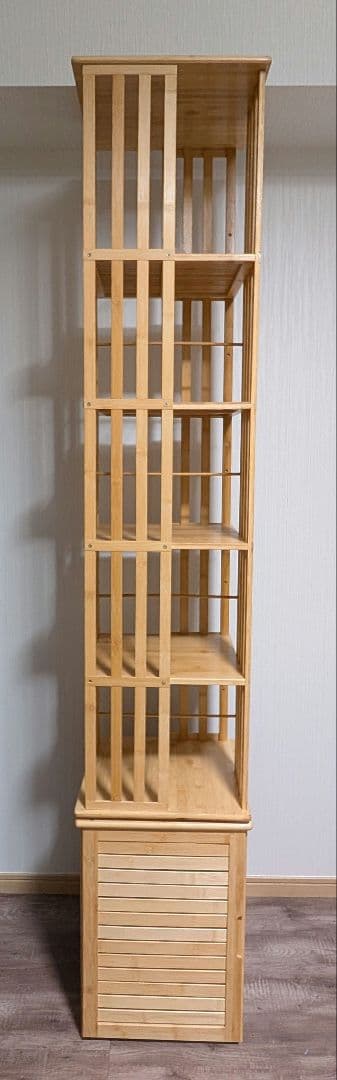 ★完成形★　大容量回転式本棚（竹製）