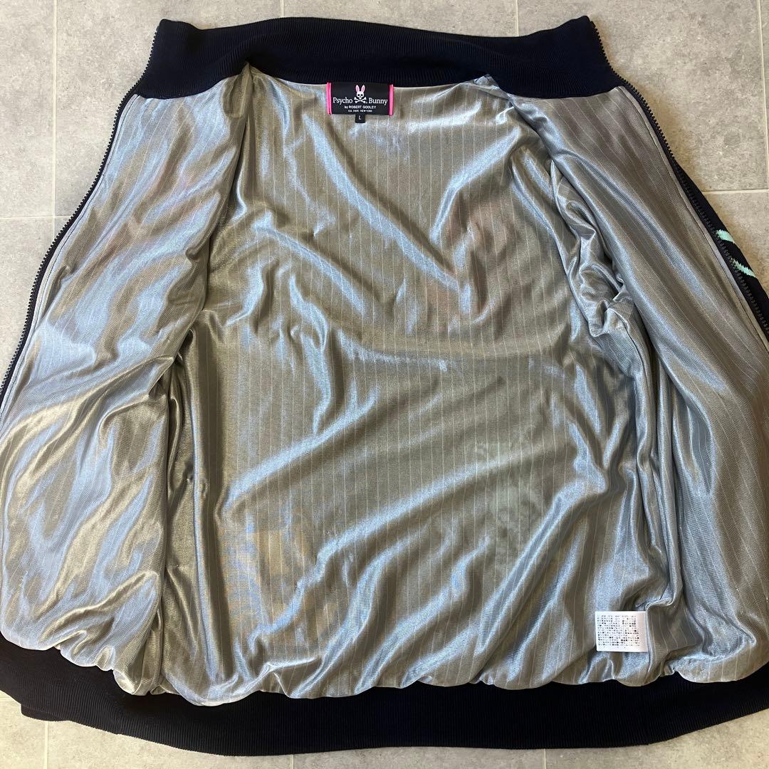 サイコバニー スカルバニー刺繍 ニットブルゾン ネイビー ジップアップ 蓄熱 L