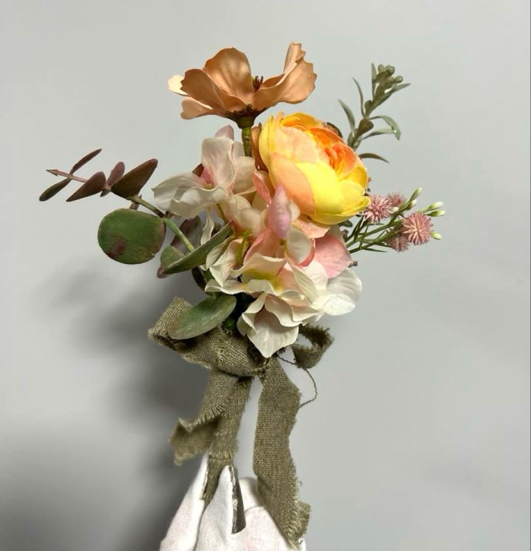 ウエディングブーケ　造花　ピンク オレンジ ベージュ
