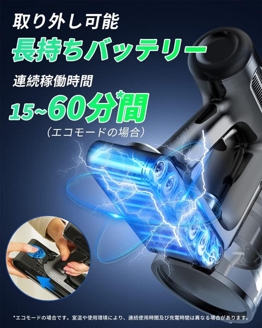 掃除機 コードレス 強力吸引 33000Pa サイクロン式 スティック ハンディ