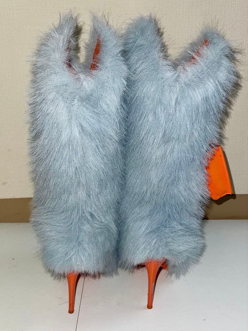 YELLO BLAQUEE SHORT BOOTS ファーブーツブルー