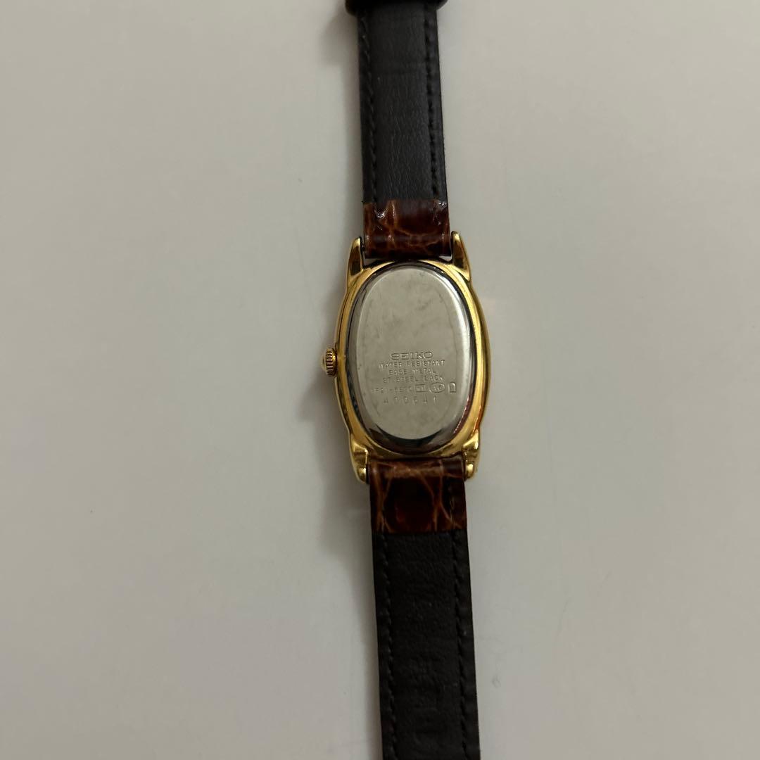 セイコーレディース　ノイエオーバルゴールド　本鰐皮ベルト　電池交換済