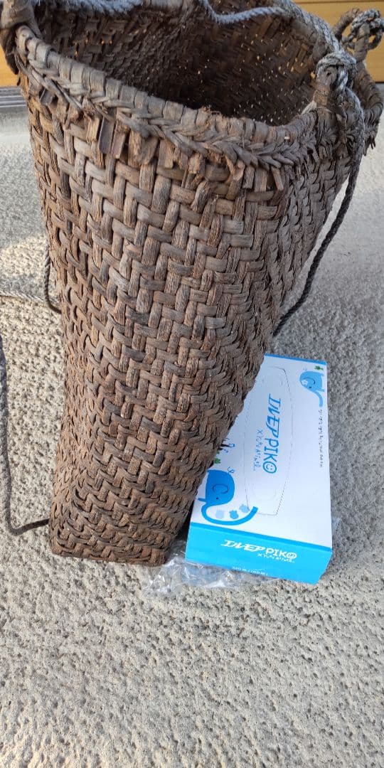 特大　山葡萄編み　カバン　バッグ　昭和レトロ　アンティーク　骨董