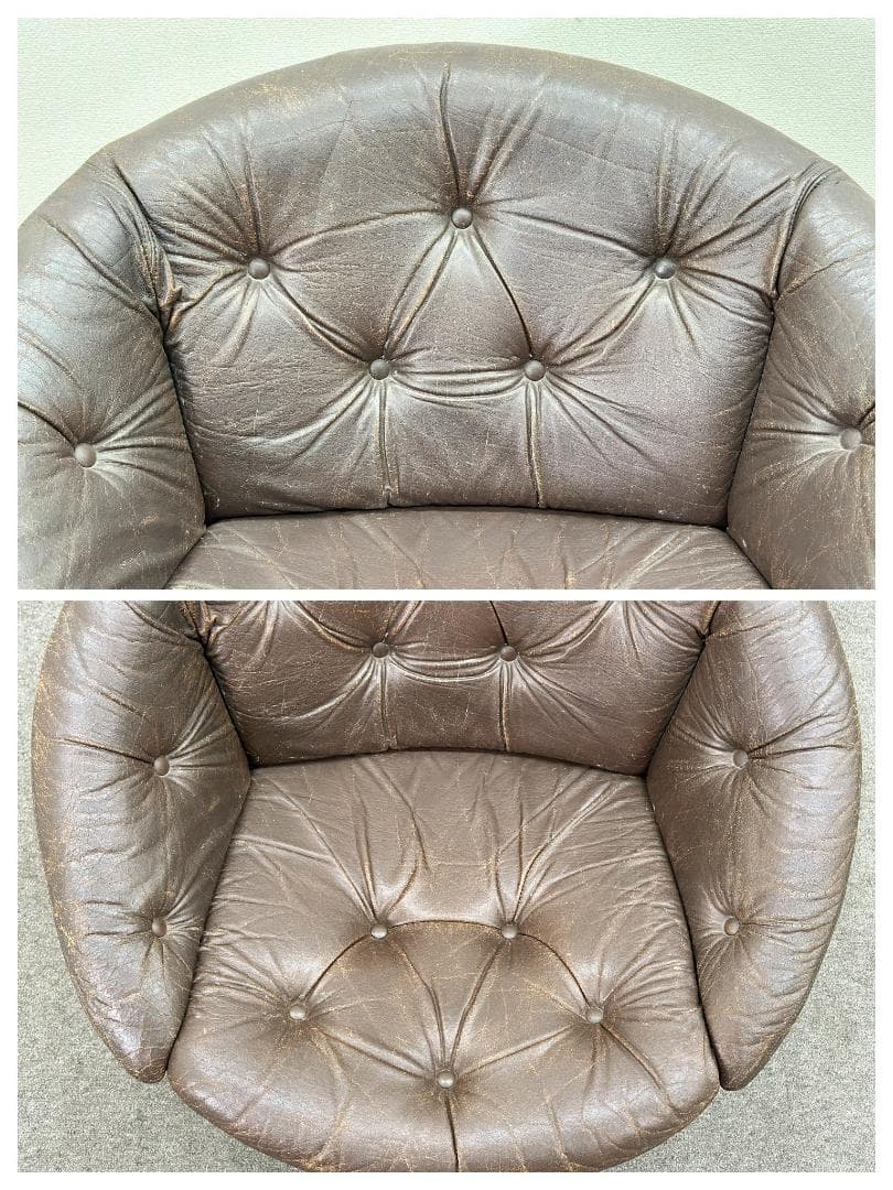 70's北欧ヴィンテージ■Convair回転ラウンジチェア　レザー　ノルウェー