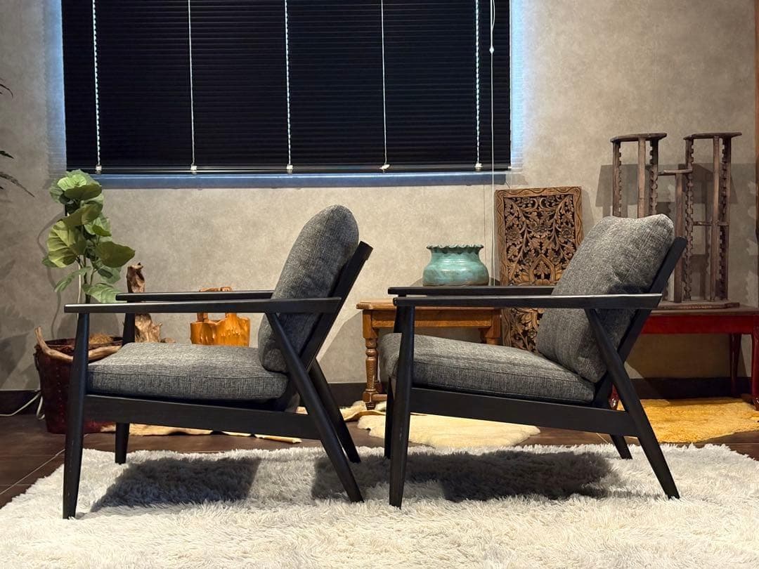 FUJIEI フジエイ　富士栄　アームソファ　リビング　ブラック　2脚　HZ