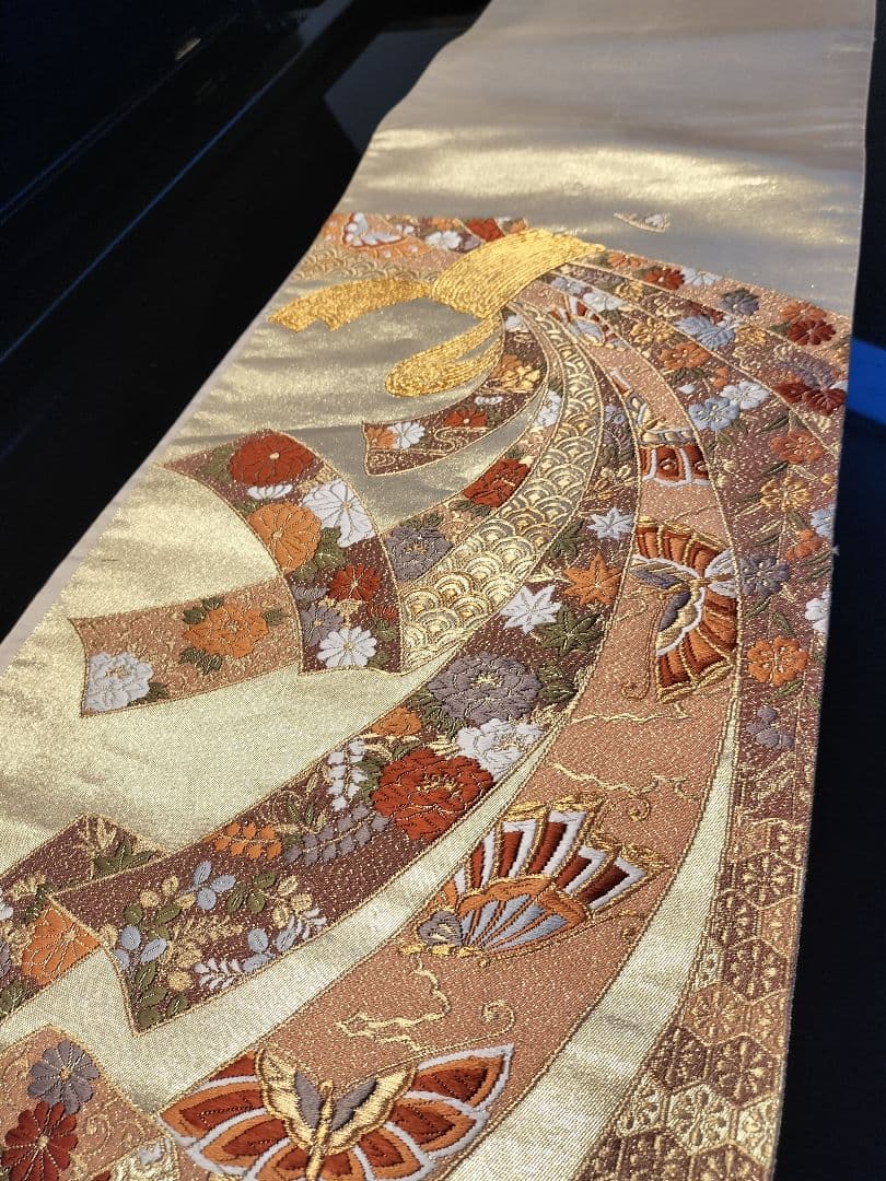 A929逸品‼️全通箔‼️組紐リボン‼️ひな祭り‼️テーブルランナー2m24cm