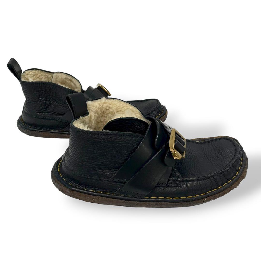 美品　希少　クロエ　モカシン　レザー　ムートン　黒