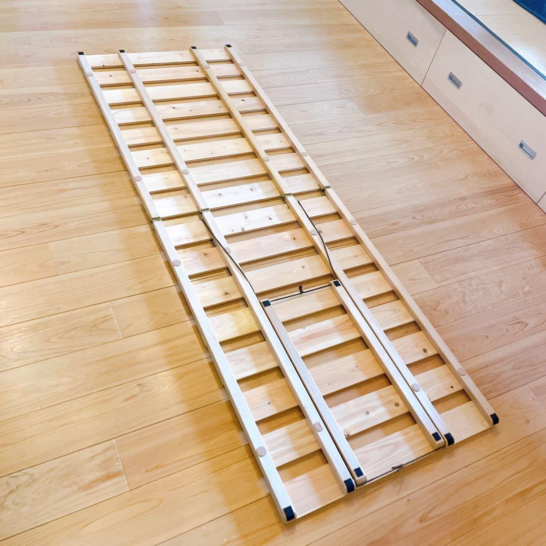 すのこ ダブルサイズ ひのき 2分割セパレート式 折りたたみ布団干し ベッド