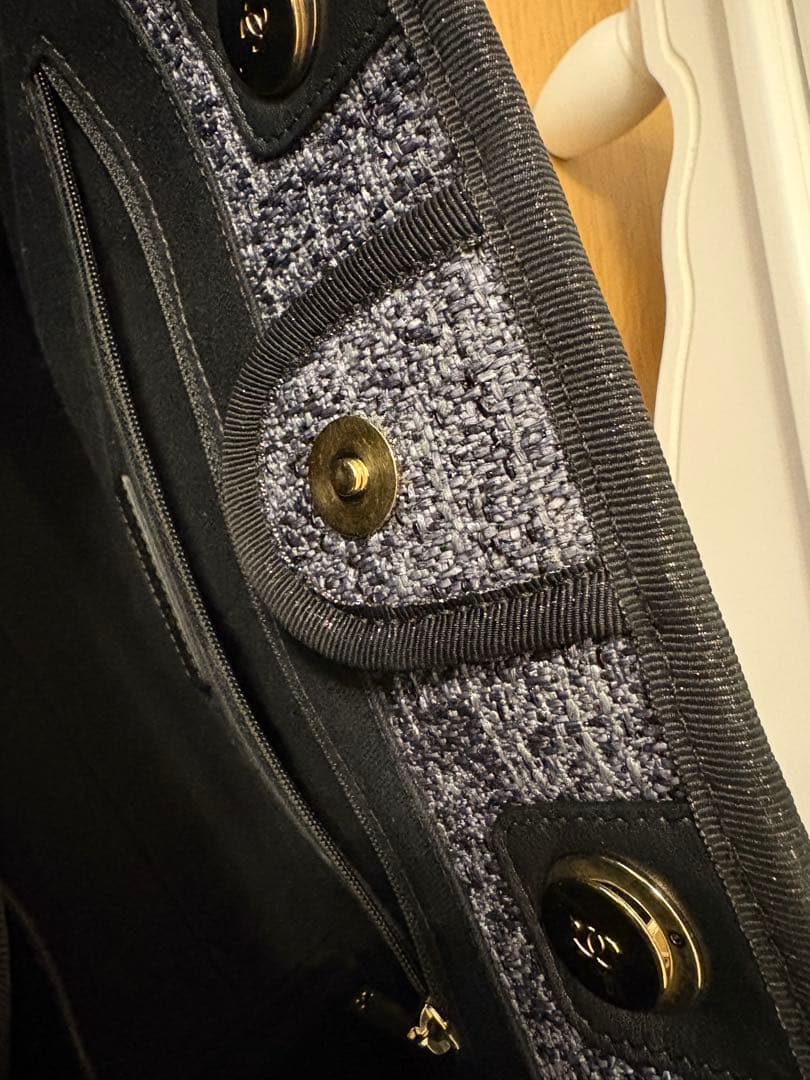 CHANEL 　美品⭐︎ドゥーヴィル　ショッピングバッグ　グレーツイード