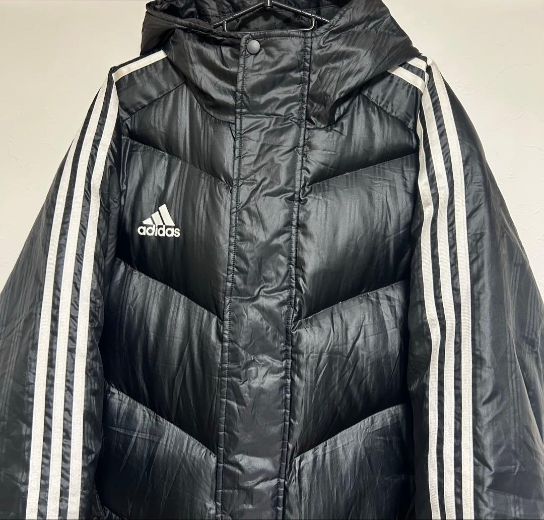 adidas ダウンコート XL Oサイズ ストライプ