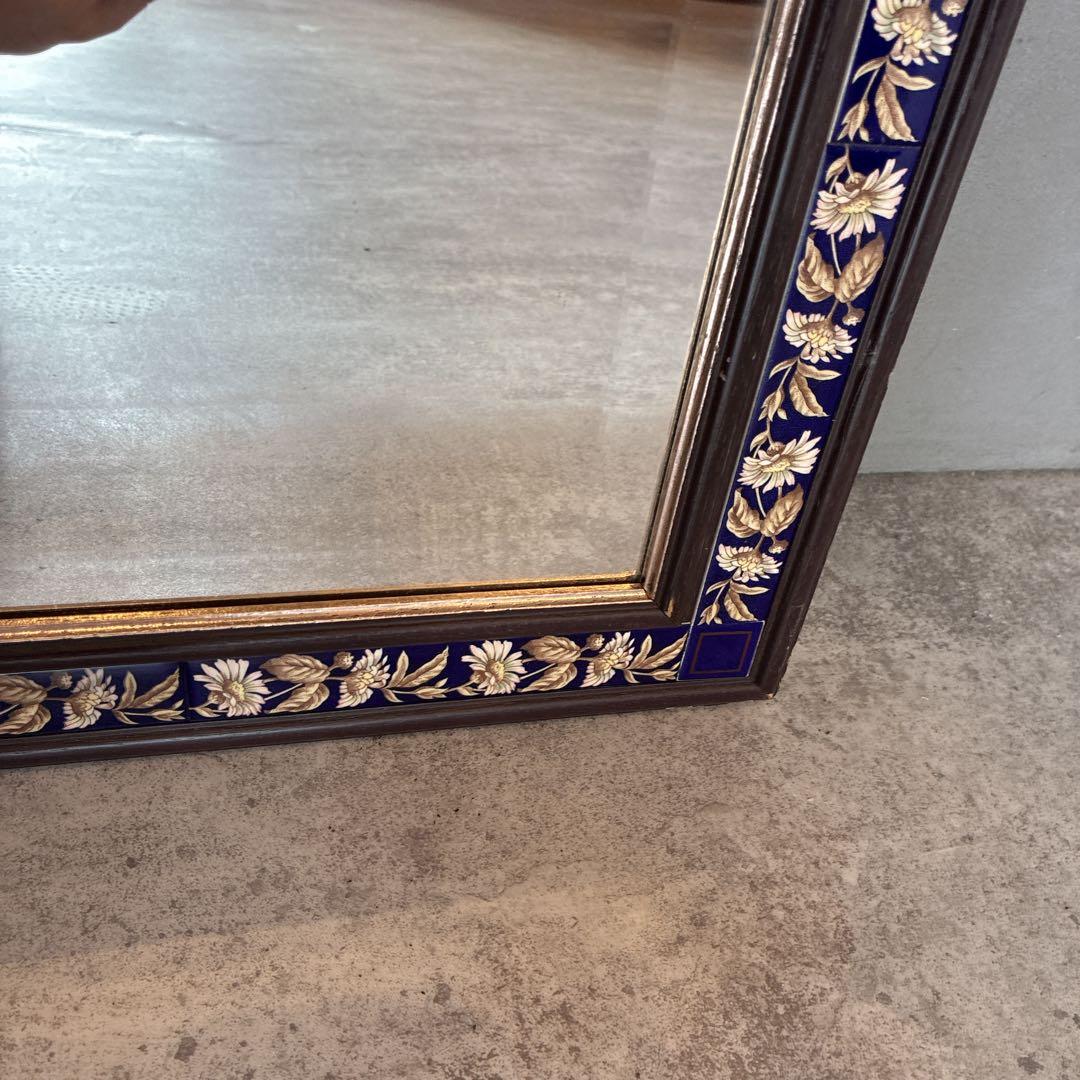 イタリア製　壁掛けミラー　木製