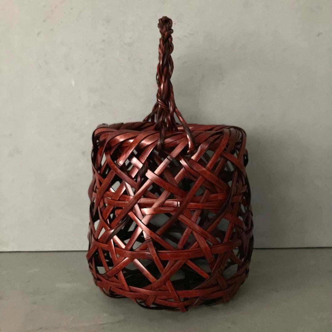 【未使用】花籠 籠花入 かやごもり 花器 茶道具 37cm×24cm