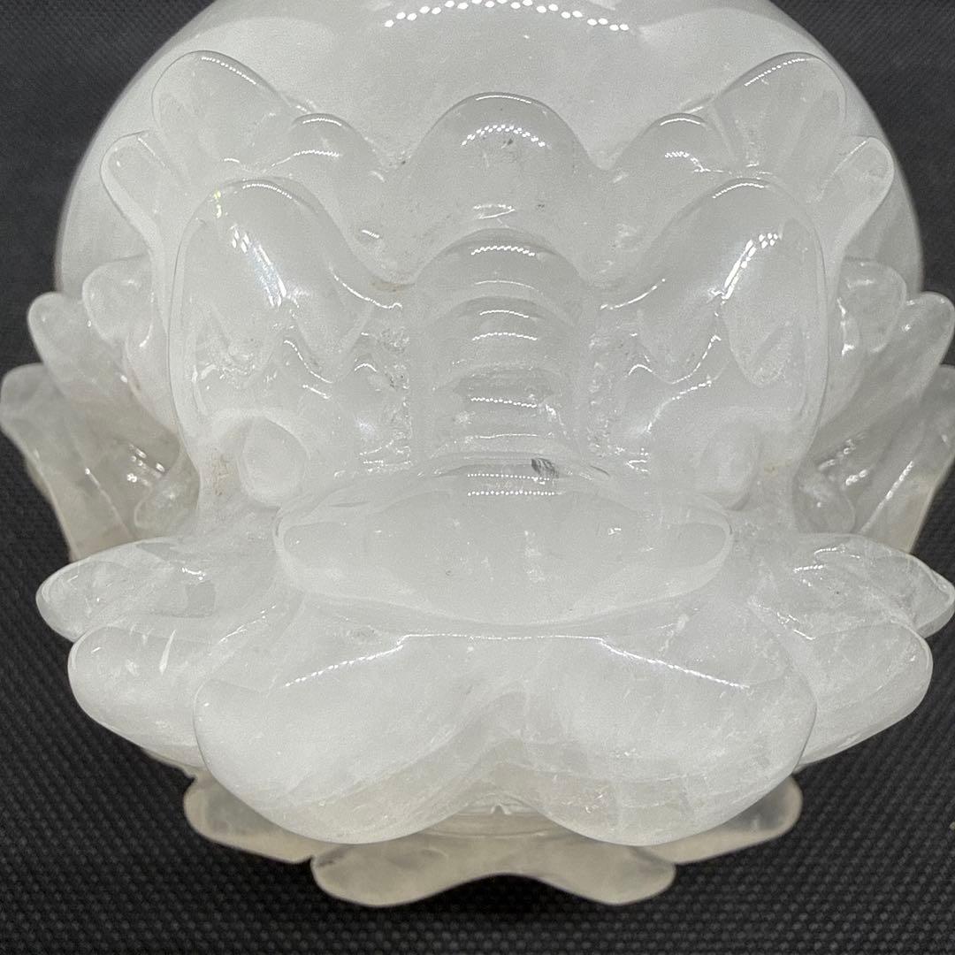 BIGサイズ♪ ロングイ　水晶　白　約12センチ以上♪台座付き♪