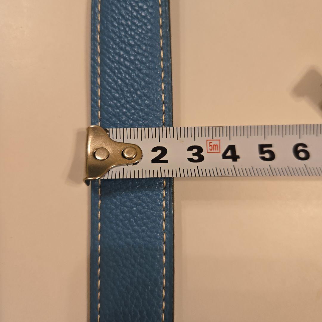 HERMES　青レザー H型バックル ベルト