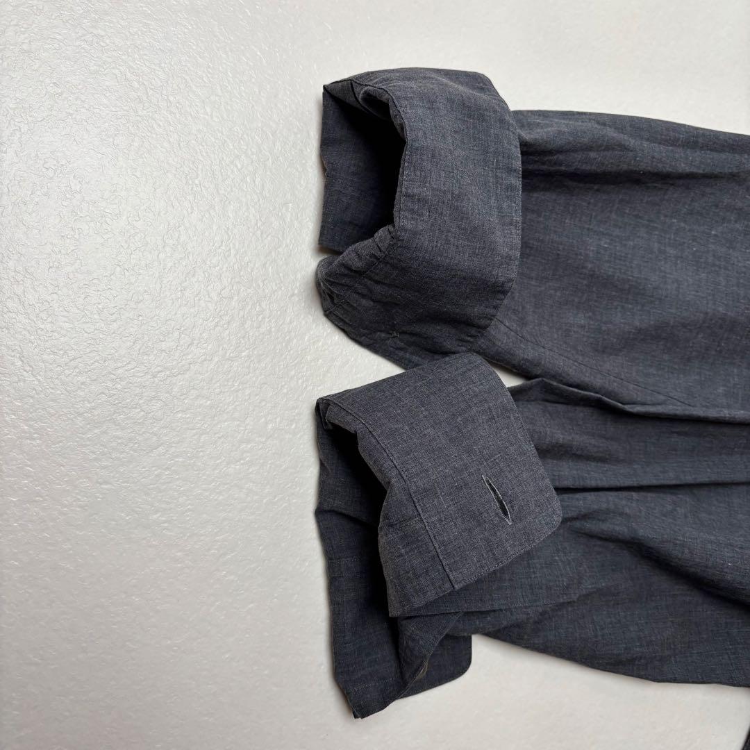 マーガレットハウエル　ファインコットンシャンブレーフリルカラーブラウス　グレー