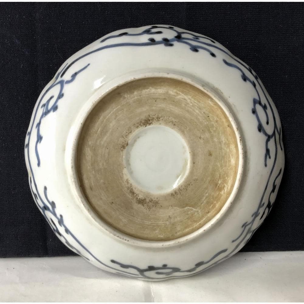 e1493 古伊万里 色絵 小皿 5枚 鶴 銘々皿 径13cm