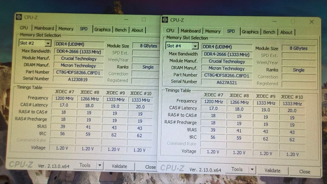 DDR4 8GBx2枚 16GB pc4-2666 動作確認済み ⑥