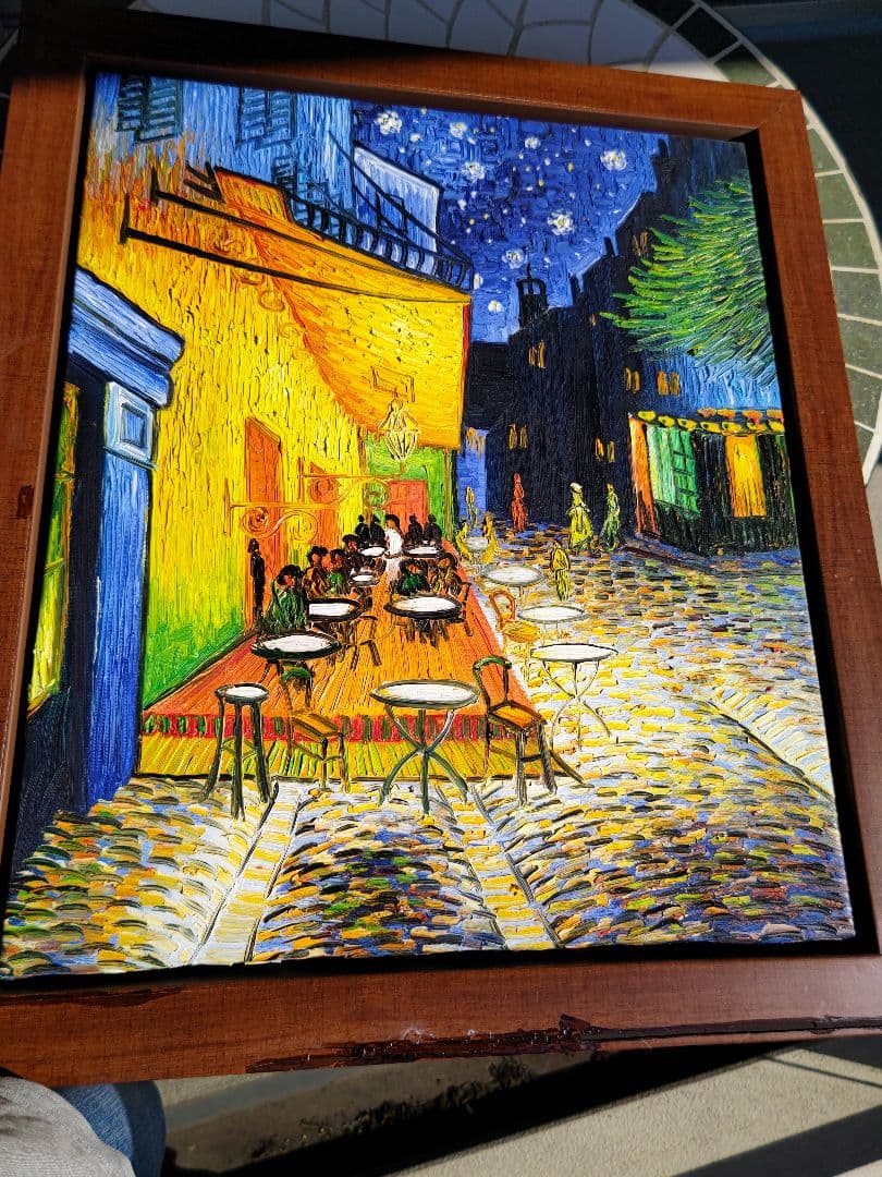 小*野様 印象派 カフェ風景画　ゴッホ　夜のカフェテラス　レプリカ 70cm ×