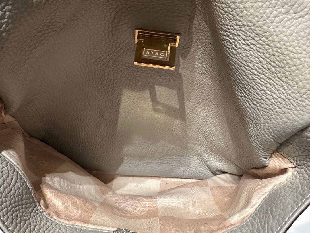 アタオ　グレー レザー トートバッグ