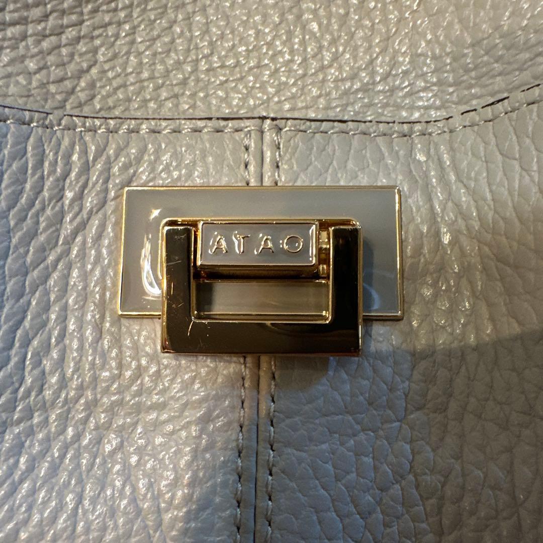 アタオ　グレー レザー トートバッグ