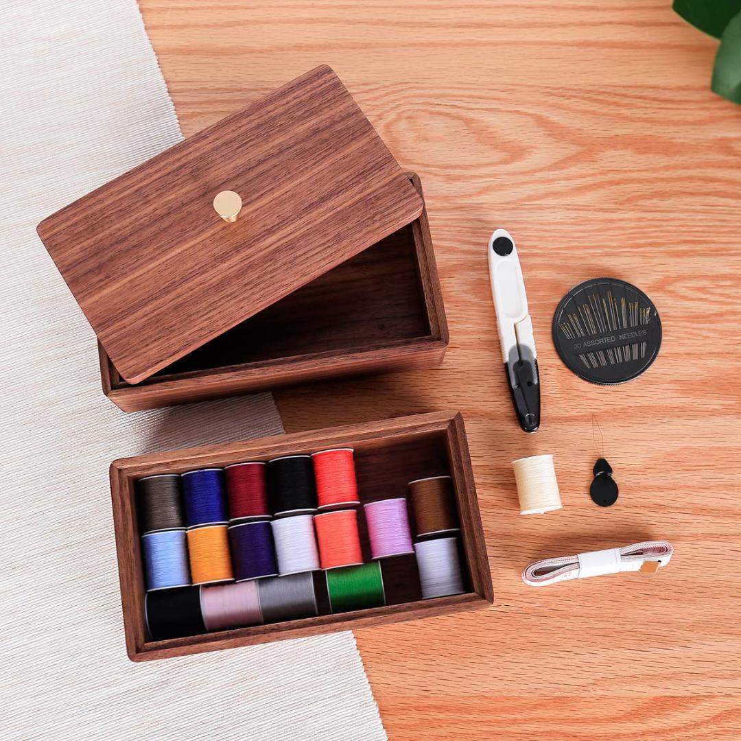 蓋つき アクセサリー 黒胡桃材製蓋付き小物収納ボックス