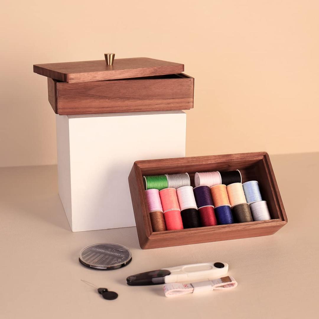 蓋つき アクセサリー 黒胡桃材製蓋付き小物収納ボックス