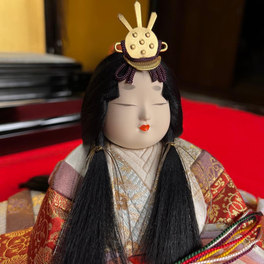 東玉工房　伝統工芸師、鈴木賢一　 江戸木目込￼雛人形　西陣織