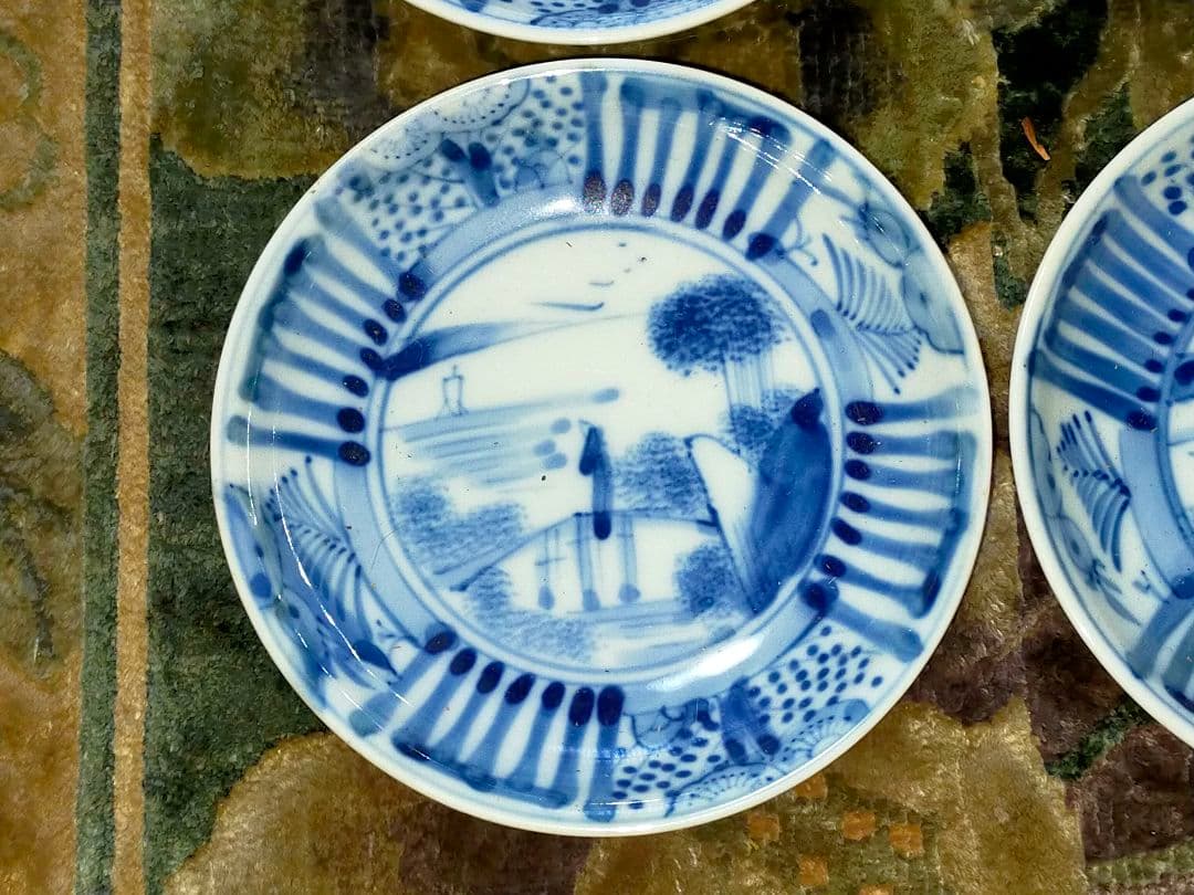 ♥伊万里♥　芙蓉手　小皿　４枚　在銘　染付　骨董　古玩