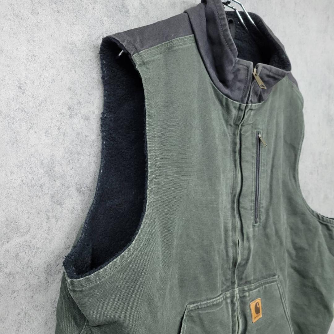 古着 90s メキシコ製 カーハート ダックジャケット ベスト カーキ XL