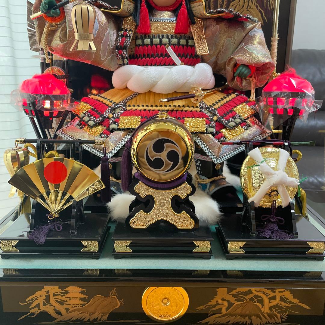 東京久月　五月人形 と豪華な装飾　オルゴール付きのケース　未使用お手入れセット付